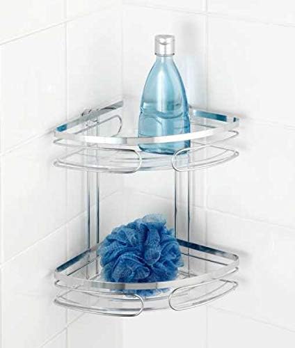 WENKO Eckregal 2 Etagen Premium Edelstahl, Edelstahl rostfrei, 26.5 x 27.5 x 19 cm, Glänzend Duo, Du