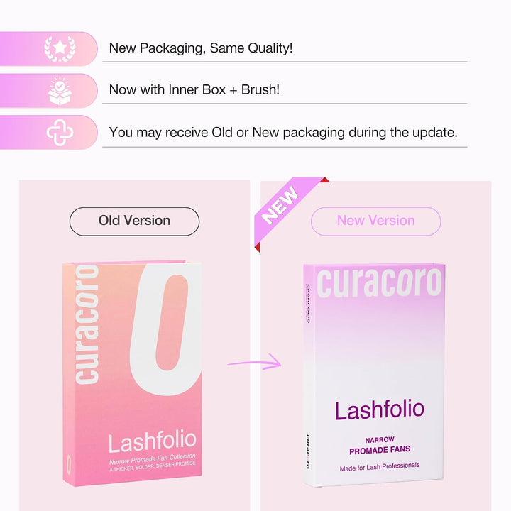 Curacoro LashFolio Schmale Promade Lüfter 12D-0.03 D Curl, 8-11 mm | Handgefertigte Volumenwimpern,