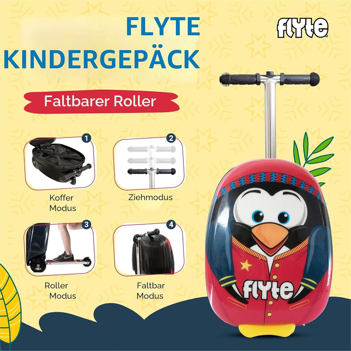 Flyte Scooter Koffer - 2-in-1, 45 cm Reisekoffer Kinder, 25 Liter Fassungsvermögen Kinderkoffer Hand