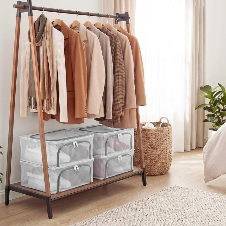 Schuh Aufbewahrungsbox mit klarem Fenster, klappbare Schuh Organizer Container mit Stahlrahmen, stau