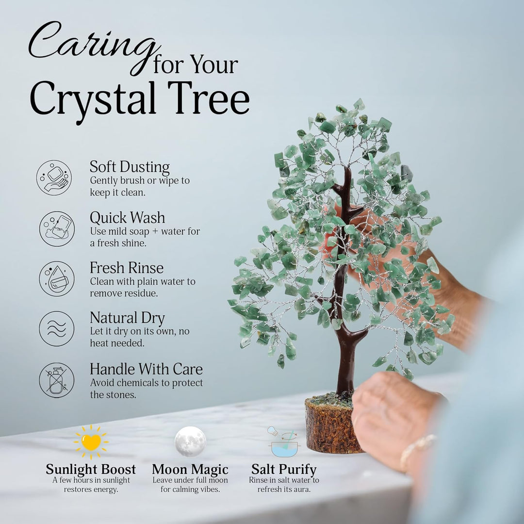 FASHIONZAADI Green Aventurine Gemstone Chakra Bonsai Tree Healing Crystals Chakra Trees Reiki Stone