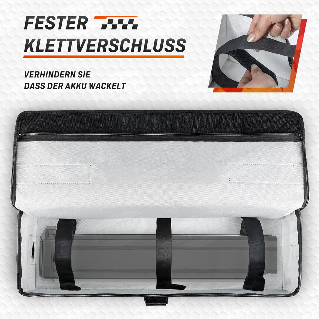 HENMI Ebike Akku Tasche, Feuerfeste akku Tasche bis 1000 °C, Akkutasche ebike Fahrrad Feuerfest Wass