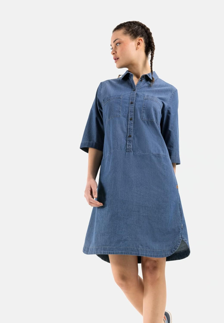 camel active Damen Denim-Kleid aus Organic Cotton XS Blau, XS Blau