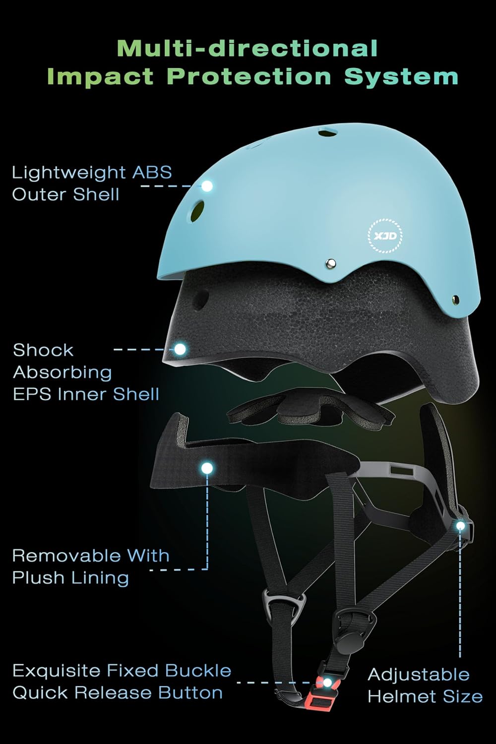 XJD Fahrradhelm Kinder Jugend Klassiker Kinderhelm Mädchen Skaterhelm für Fahrrad Skateboard Scooter