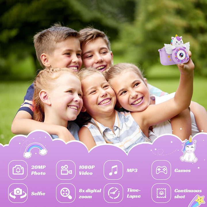 TIATUA Kinderkamera, 1080P Kamera Kinder mit 2.0”-Bildschirm & 32GB Karte, Selfie Digitalkamera & Fo