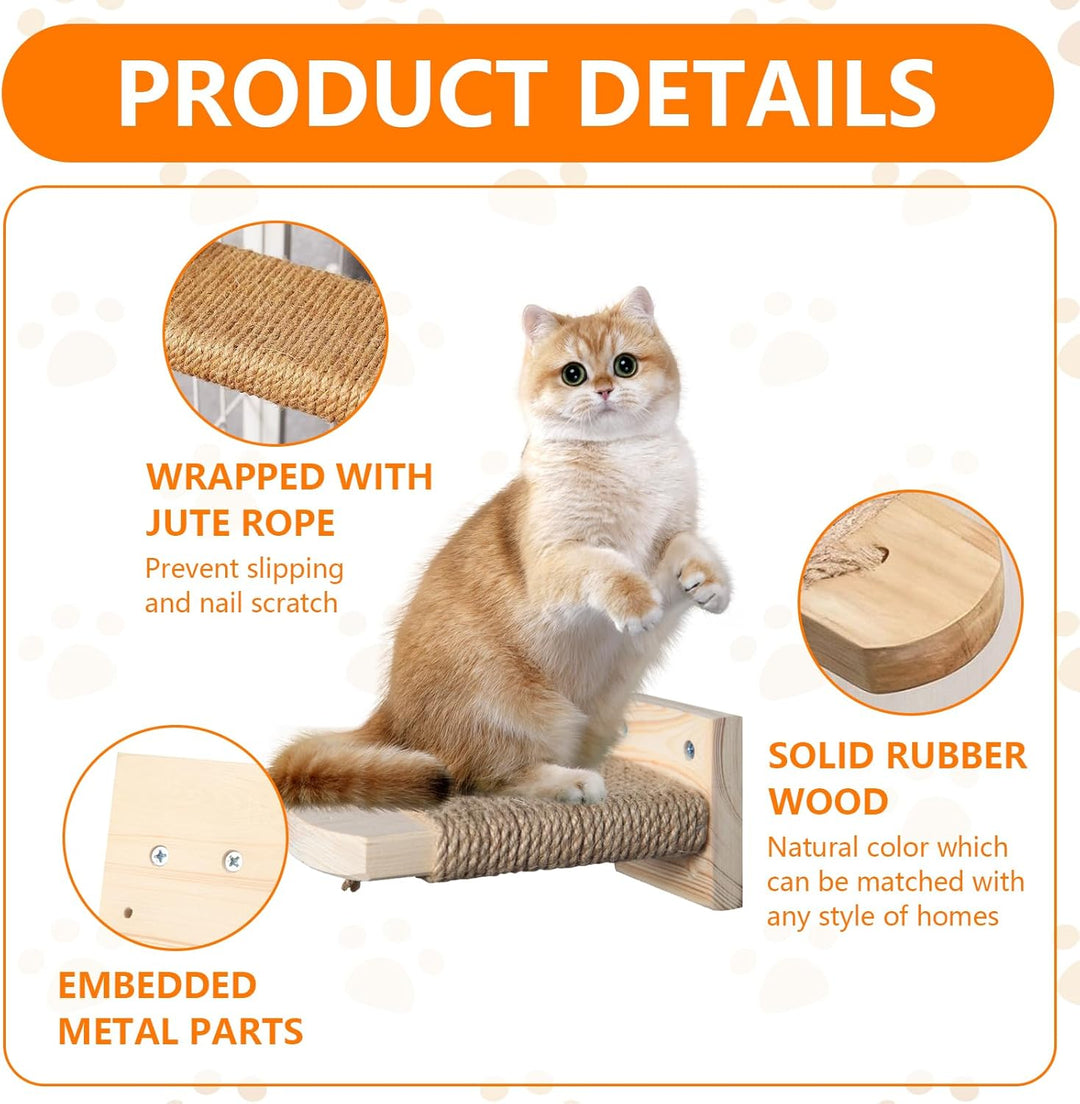 4 in 1 Kletterwand für Katzen Katzentreppe Wand, Wandliege mit Juteseil zum Kratzen, Katzentreppe Pl