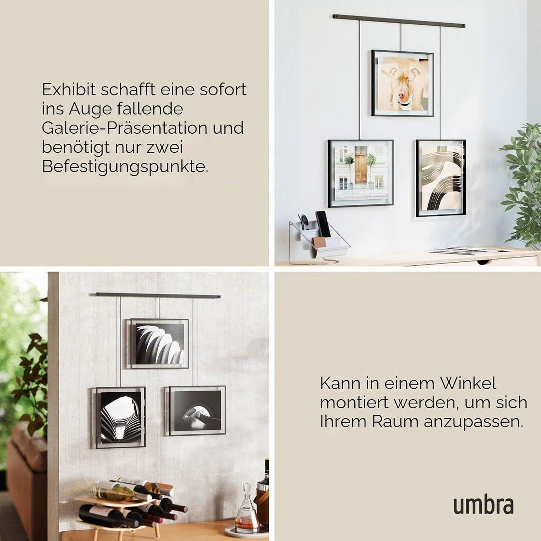 Umbra Exhibit Foto Collage Bilderrahmen - Flexibles Bilderrahmen-Set zur Horizontalen und Diagonalen