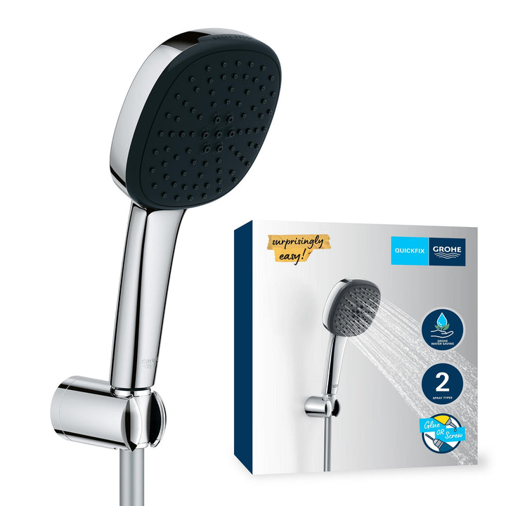 GROHE Vitalio 110, Duschkopf mit Schlauch und Halterung, wassersparend, 8l pro Min (Handbrause 2 Str