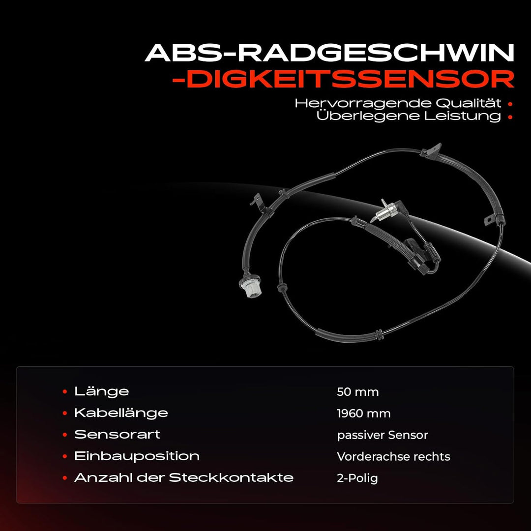 ABS Sensor Raddrehzahl Vorne Rechts für Patrol GR V Wagon Y61 2.8L 3.0L 4.8L 1997-2018 47910VC200