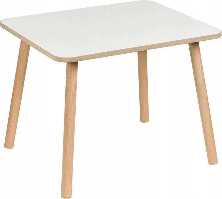 Kindertisch + Bärenstuhl Set 60×50×47cm – Kinder Tisch &amp; Stuhl aus MDF &amp; Holz – weisses Design mit n