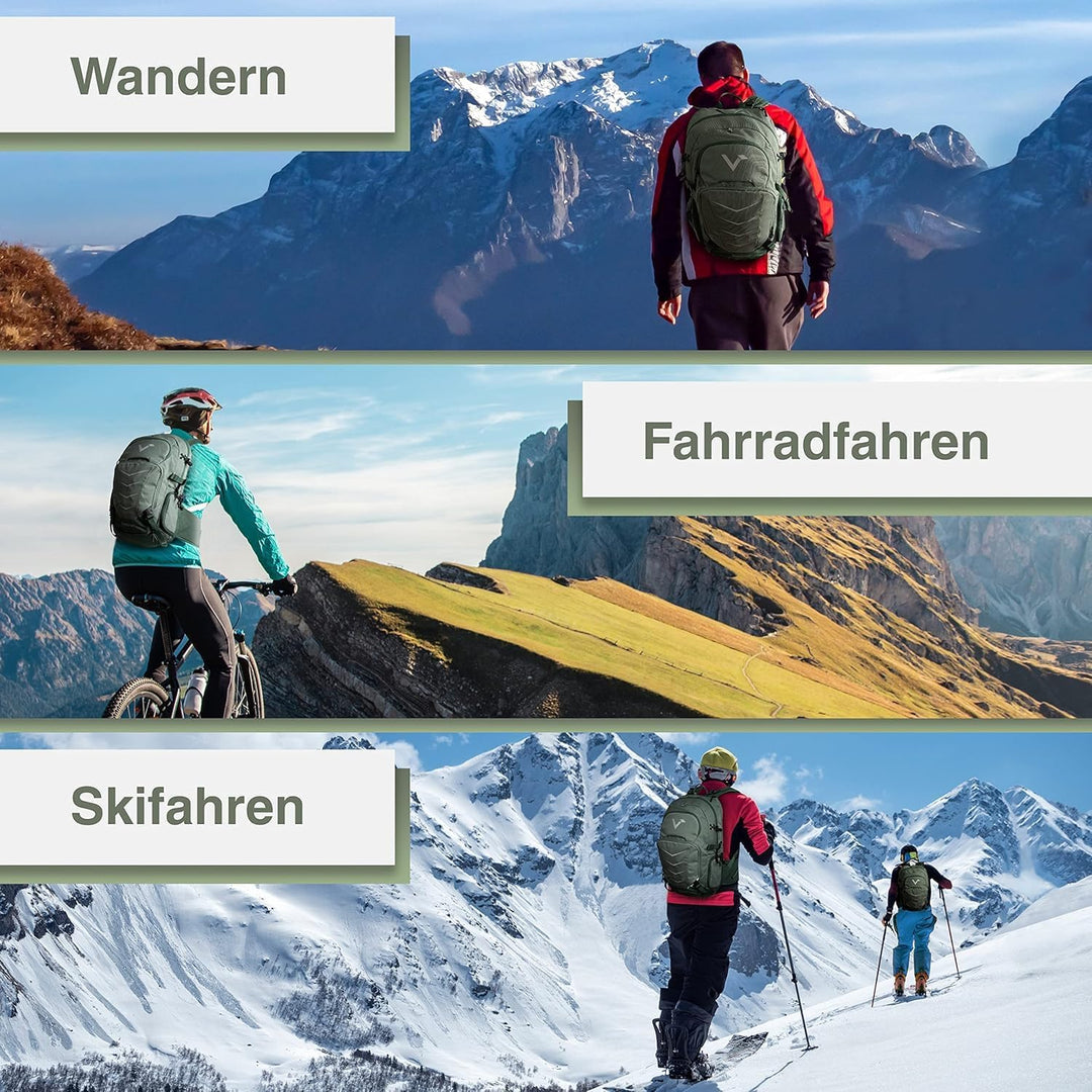 Valkental - Innovativer Rucksack mit perfekter Aufteilung (22L) Erweiterbares Volumen (Kein Schwitze
