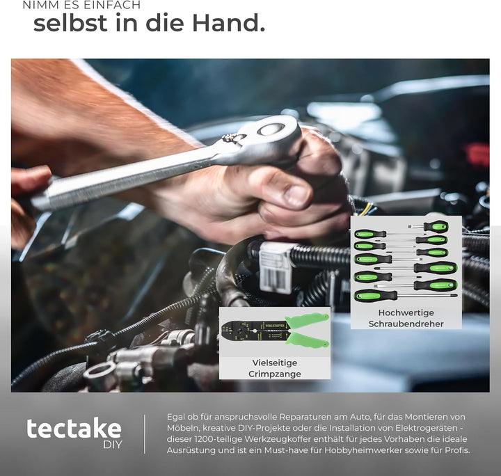 tectake Werkzeugkoffer, Werkzeugset, Werkzeugkoffer gefüllt 1200-teilig, Werkzeugtrolley, Werkzeugki