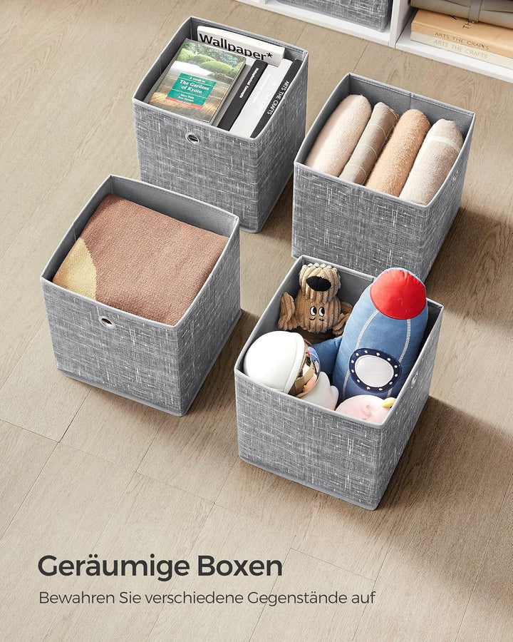 SONGMICS Aufbewahrungsbox, 6er Set, Ordnungsboxen aus Vliesstoff mit Griff, Boxen Aufbewahrung, 26 x