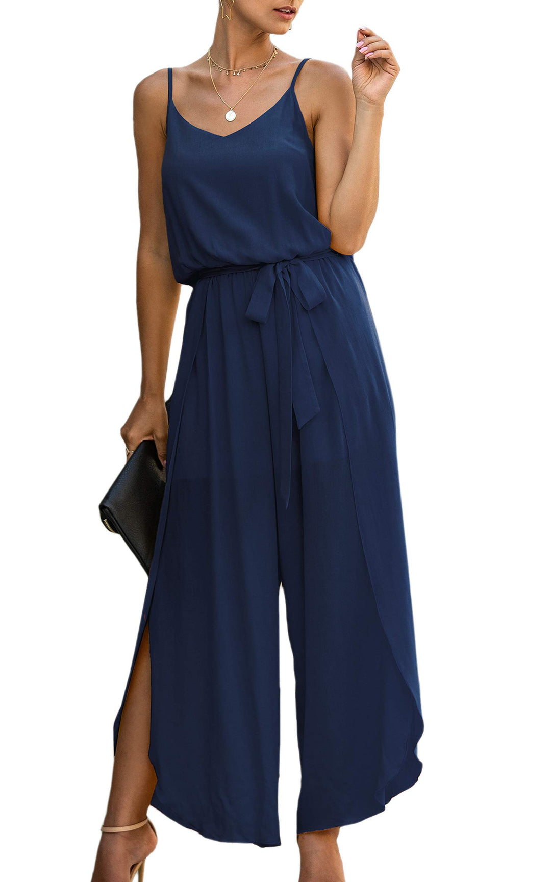 ASOMI Jumpsuit Damen Sommer Lang: Sexy Cocktail Elegant Mode Gürtel Overall Hochzeit Hawaii Urlaub S