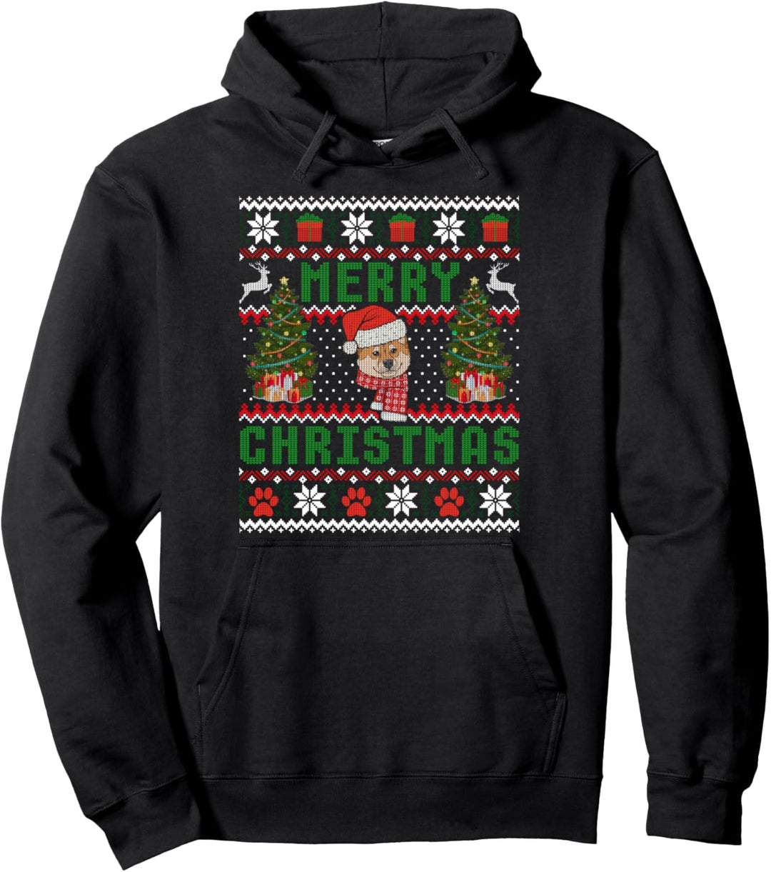 Merry Christmas Lighting Ugly Shiba Inu Weihnachtspullover Pullover Hoodie