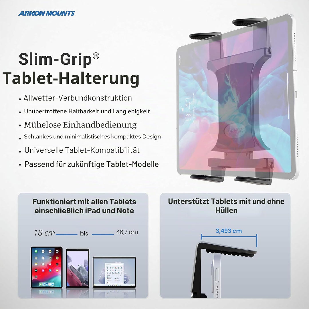 Arkon – Halterung für Autositzschiene oder Boden-Tablethalterung mit 56 cm langem Arm für iPad Pro,