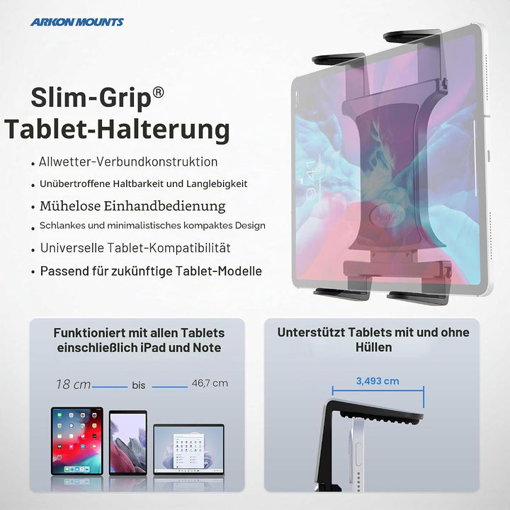 Arkon – Halterung für Autositzschiene oder Boden-Tablethalterung mit 56 cm langem Arm für iPad Pro,
