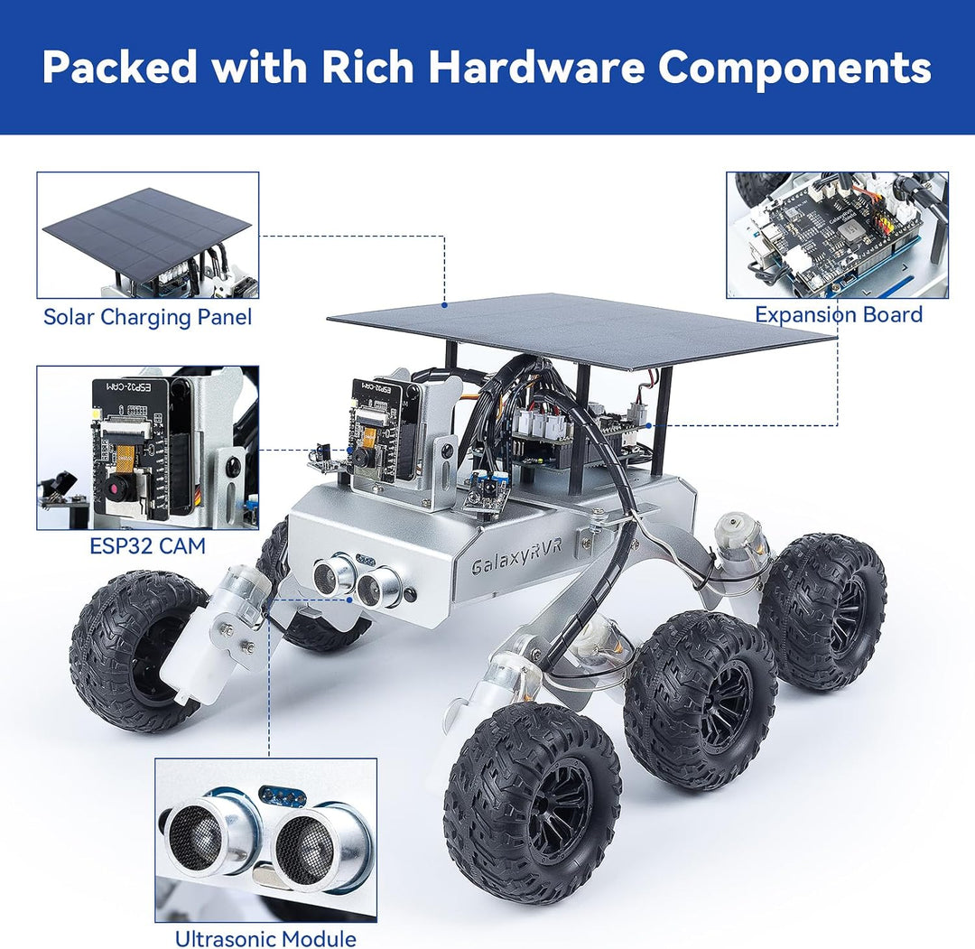 SUNFOUNDER GalaxyRVR Mars Rover Kit, Smartes Video-Roboterauto-Kit kompatibel mit Arduino mit ESP32
