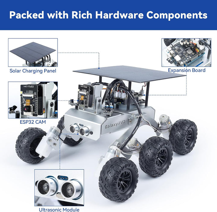 SUNFOUNDER GalaxyRVR Mars Rover Kit, Smartes Video-Roboterauto-Kit kompatibel mit Arduino mit ESP32