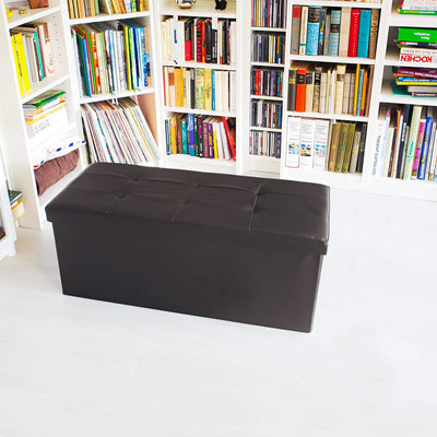 Relaxdays Faltbare Sitzbank 38 x 76 x 38 cm HxBxT, 2-Sitzer m. Stauraum, Kunstleder Sitzhocker 300 k