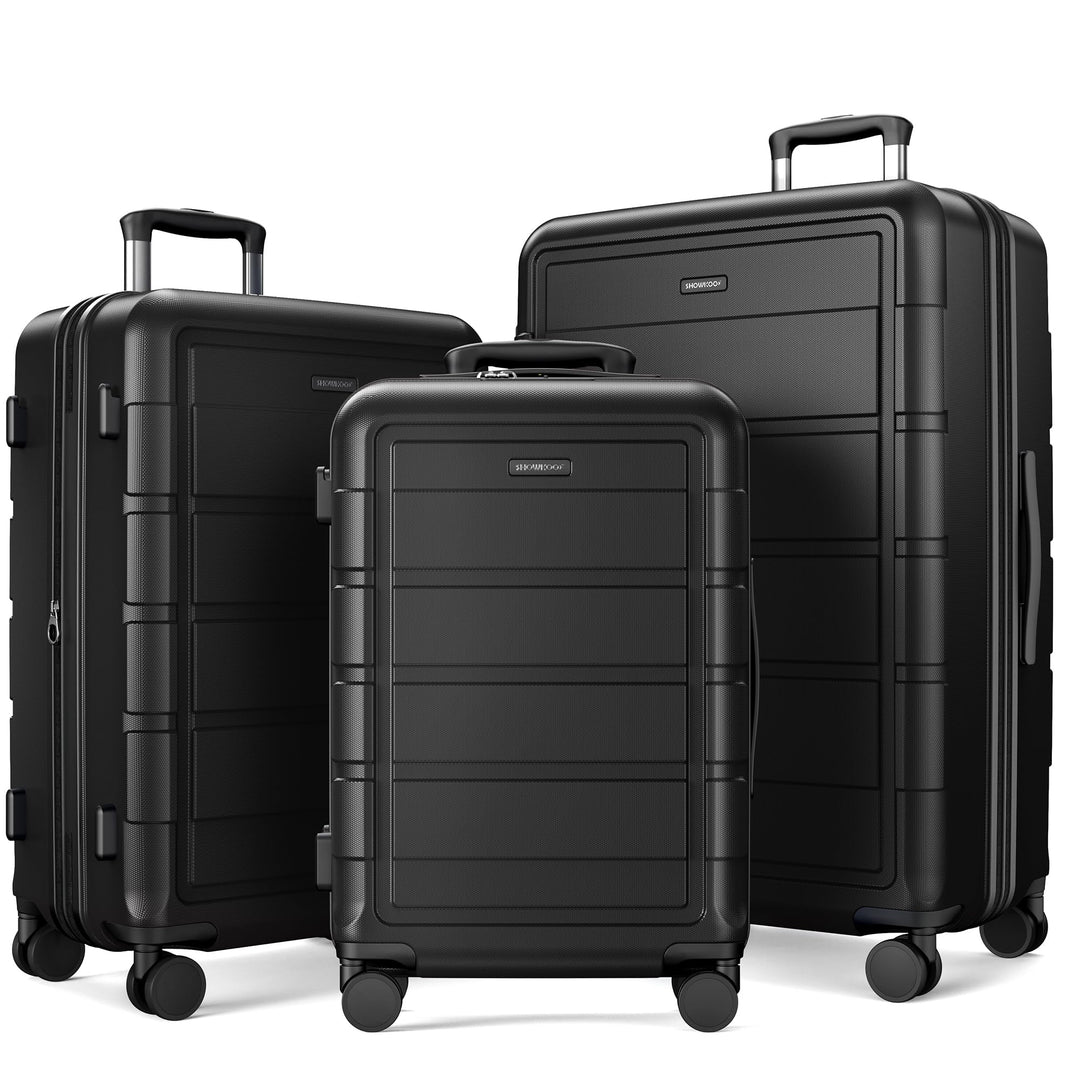 SHOWKOO Kofferset 3 Teilig Hartschale Leicht ABS+PC Erweiterbar Reisekoffer Haltbar Trolley Handgepä