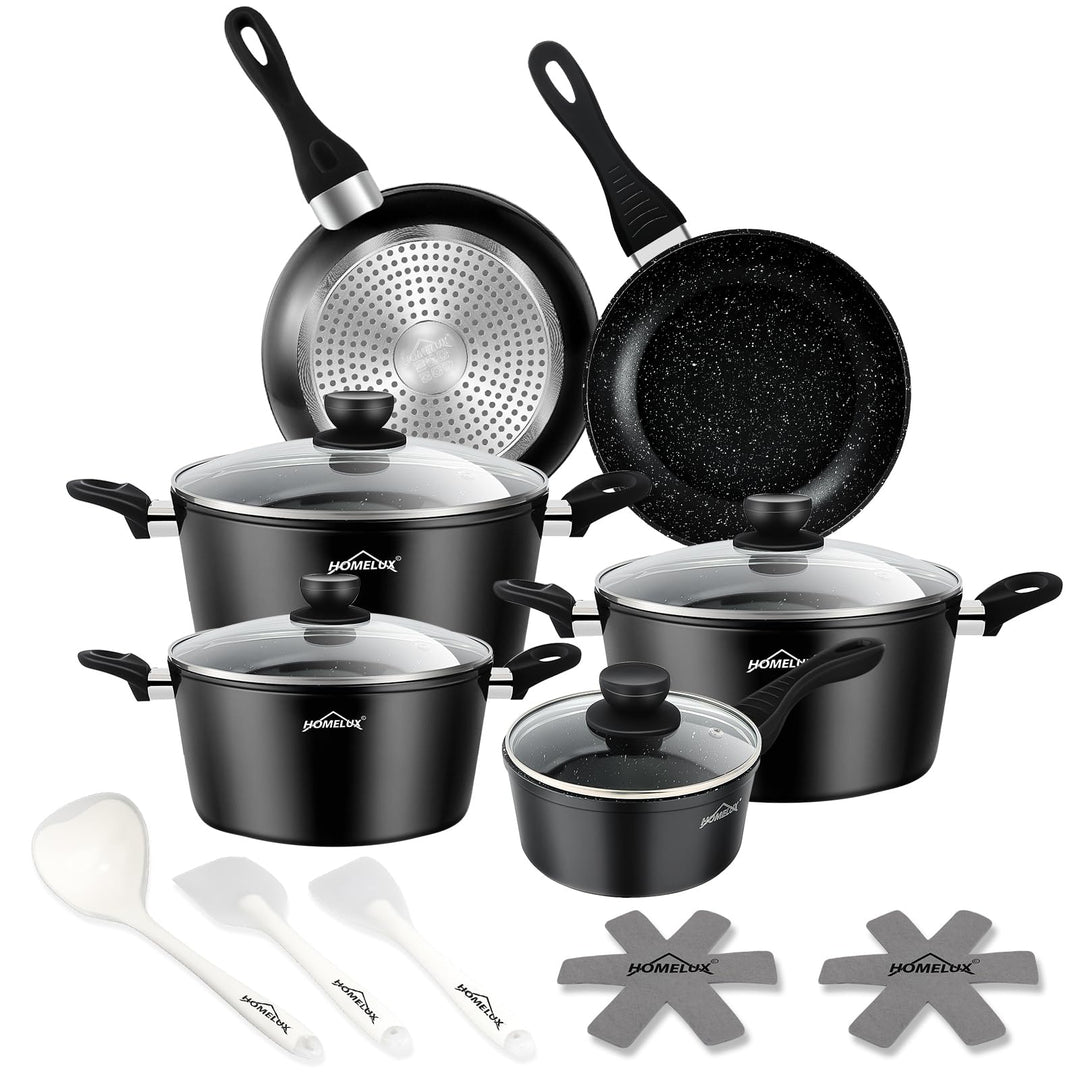 Topfset HOMELUX 15tlg Induktions Töpfe Set,Aluminiumguss Kochtopfset,Antihaftbeschichtung Pfannenset
