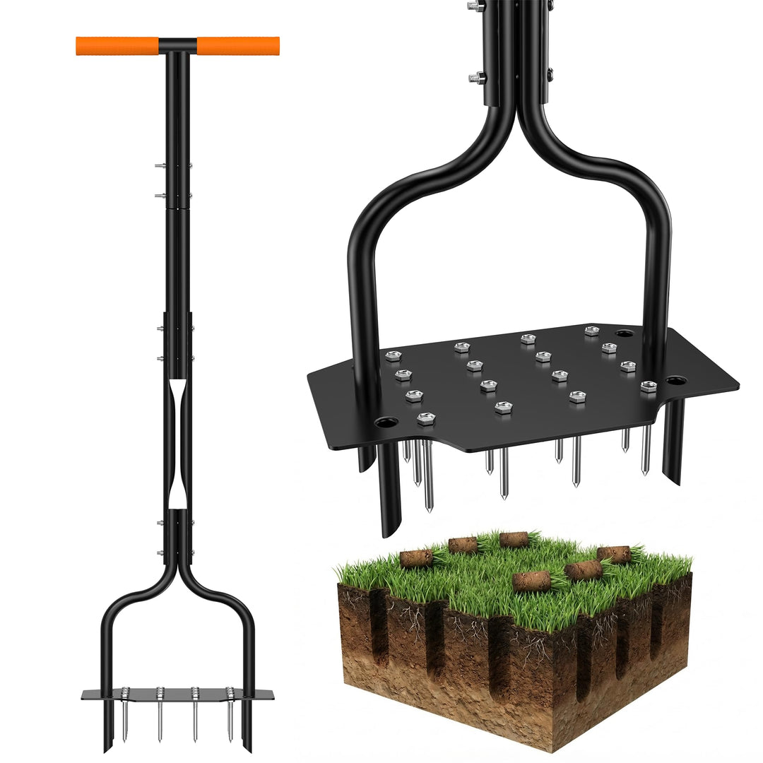 Handvertikutierer Rasenlüfter, Aerifizierer für Rasen Hohlspoon mit 20 Spikes (16 + 4 Hohlzinken), r