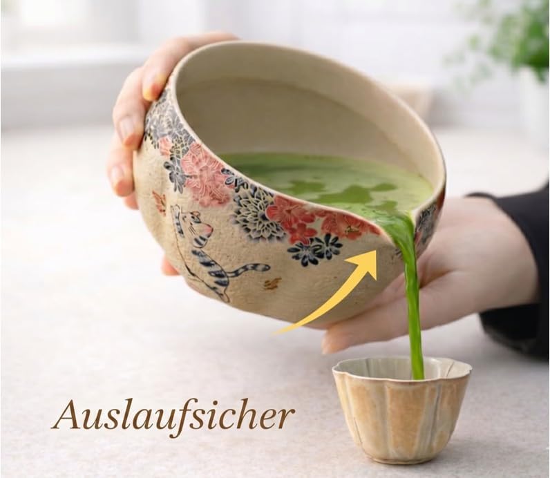 Matcha Set Japan 8-teilig – Premium Matcha Tee Set mit Keramik Schale, Bambus Chasen Besen & Halter,