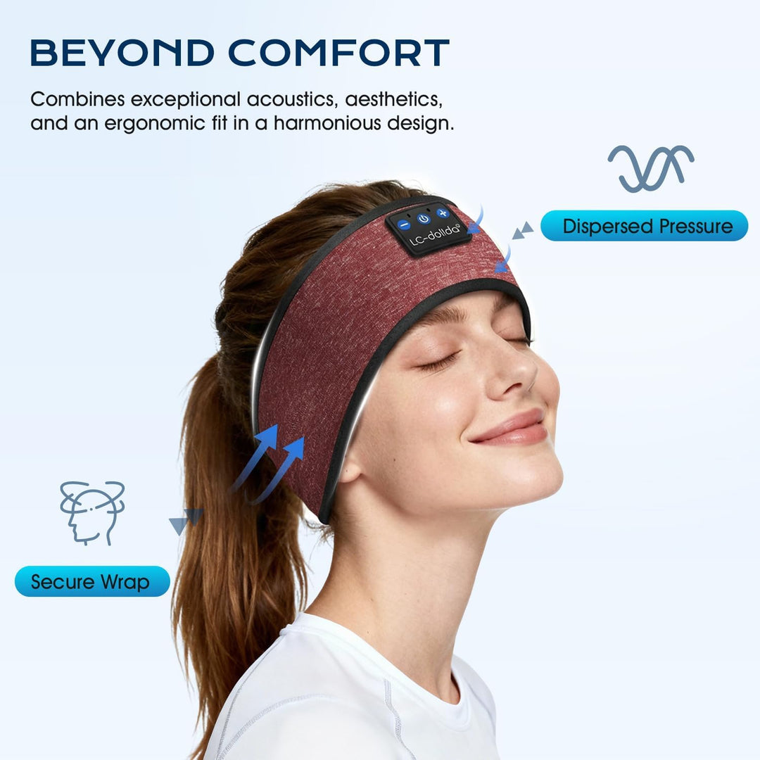 LC-dolida Schlafkopfhörer Bluetooth Kopfhörer Stirnband,Ultraweiche Bettkopfhörer Schlaf Stirnband a