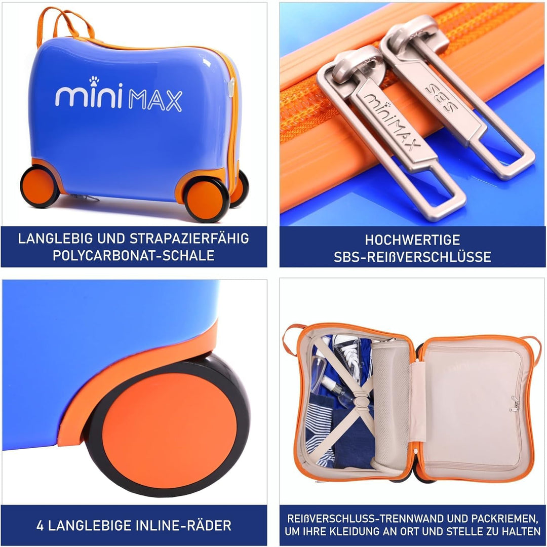 Minimax Kinderkoffer Hartschale Handgepäckkoffer Kofferset 45x36x20cm für Kinder Jungen und Mädchen