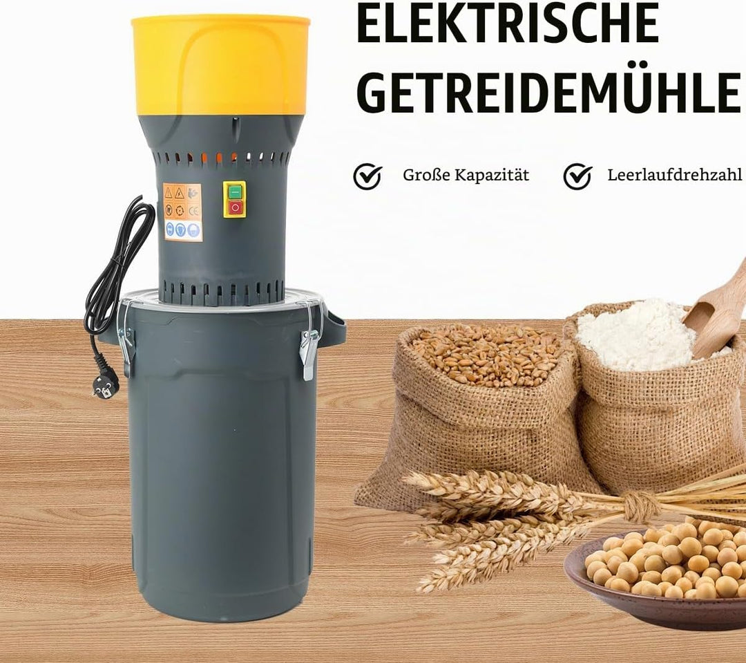 1000W 25L Elektrische Getreidemühle, 19000 U/min Kornmühle Futtermühle mit 5 Lochsiebe(2/3/4/6/8mm)