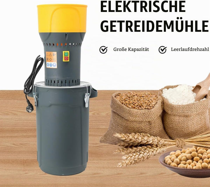 1000W 25L Elektrische Getreidemühle, 19000 U/min Kornmühle Futtermühle mit 5 Lochsiebe(2/3/4/6/8mm)