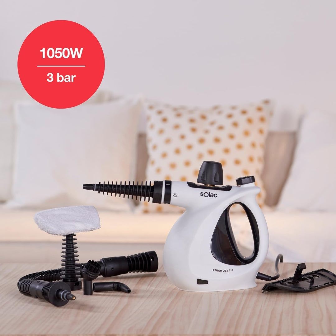 Solac LV1301 Steam Jet 2.0 Tragbarer Dampfreiniger, Weiss, 1050 W