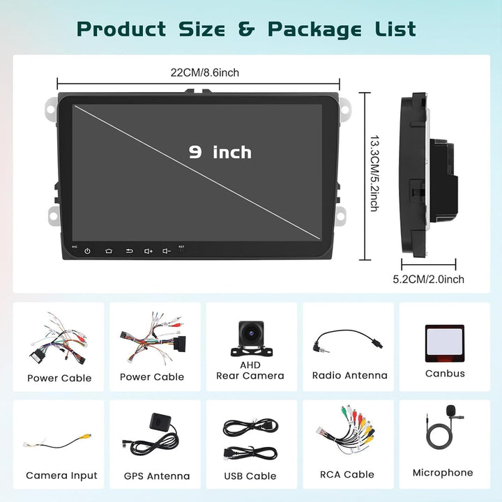 8 Core 6G+128G DSP Hikity Android 15 Autoradio für VW Golf 5 6 Passat Tiguan Polo Caddy Seat, 9-Zoll