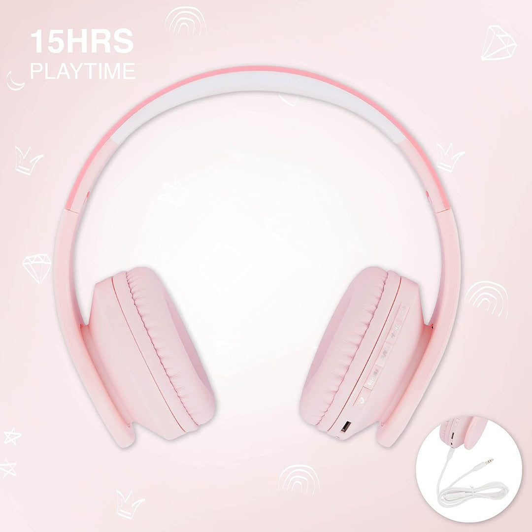 PowerLocus Bluetooth Kopfhörer Kinder, Kinderkopfhörer Over-Ear mit 85dB Lautstärkebegrenzung, Faltb