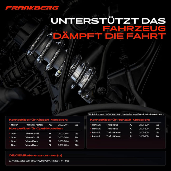 Frankberg 2x Federn Fahrwerksfeder Vorderachse Kompatibel mit Primastar Kasten X83 2002-2014 Vivaro