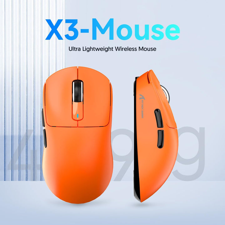 ATTACK SHARK X3 49g Ultralight Mouse, PixArt PAW3395 Gaming Sensor, BT/2.4G Wireless/Wired Gaming Mo