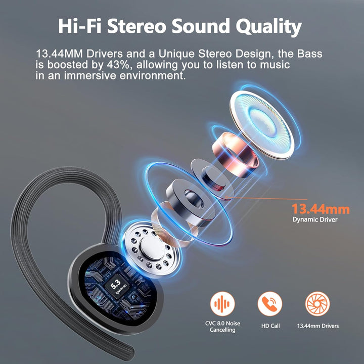 Bluetooth Kopfhörer Sport, 2025 Neue In Ear Kopfhörer Kabellos Bluetooth 5.3 mit 4 ENC Noise Cancell
