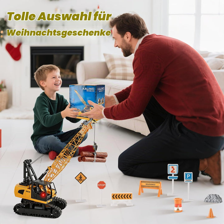 Kran Spielzeug, 2.4Ghz RC Kranfahrzeug, Ausfahrbarem Kran, Baustellen Fahrzeuge Set mit Lichtern,Ger