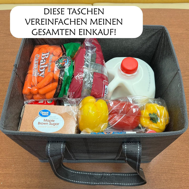 VENO 3-er Pack wiederverwendbare Einkaufstasche, Aufbewahrung, strapazierfähig, harter Boden, zusamm