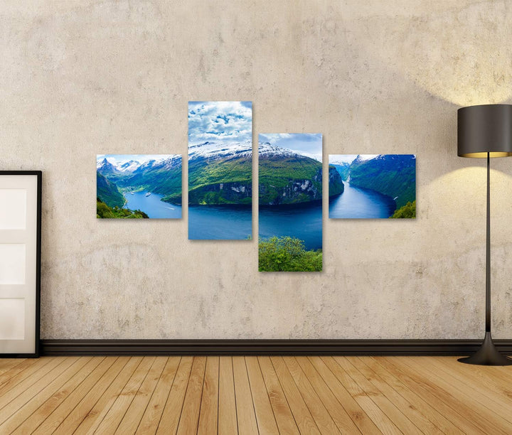 Bild auf Leinwand Geiranger Fjord Schöne Natur Norwegen Wandbild Poster Kunstdruck Bilder Format: 15