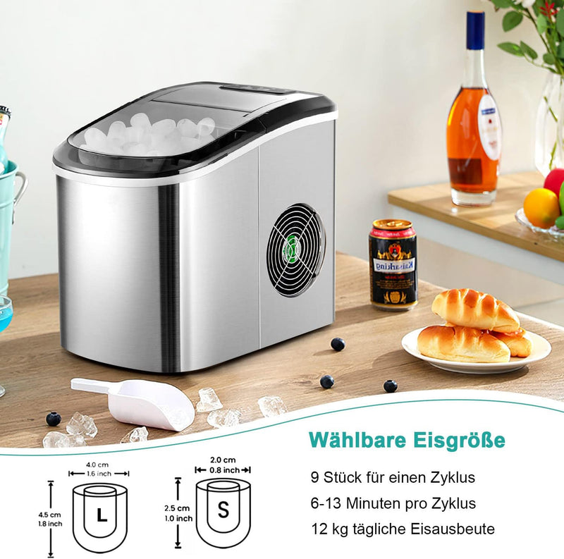 GOPLUS Eiswürfelmaschine mit 2,2L Wassertank, Elektrische Eiswürfelbereiter, Eismaschine inkl. Eisko