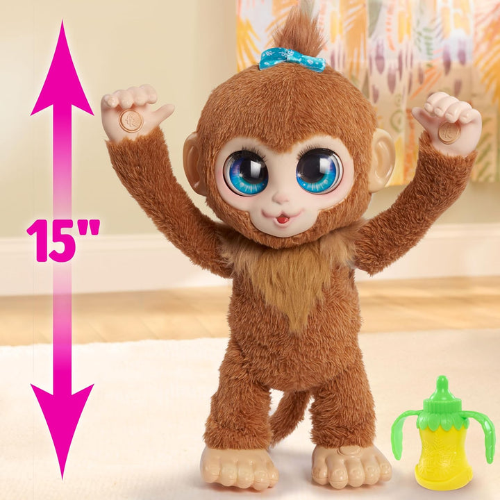 FurReal Peanut, das verspielte Äffchen, interaktives Spielzeug, 38 cm grosser Plüschaffe mit Soundef