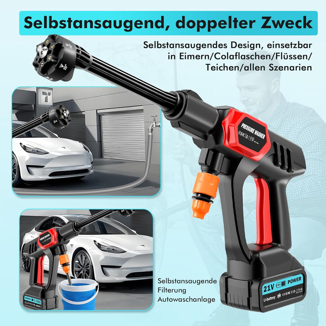 Akku Hochdruckreiniger,80Bar/1160PSI Tragbarer Kabelloser Druckreiniger,Mobiler Hochdruckreiniger mi
