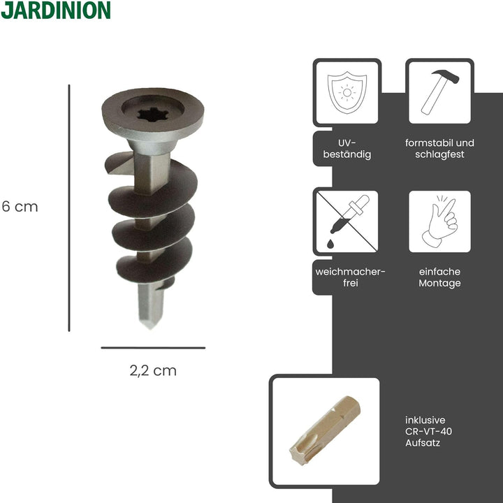 Noppenbahn Schrauben aus Kunststoff inkl. Akkuschrauber-Aufsatz 100 Stück Silber, zur Befestigung vo