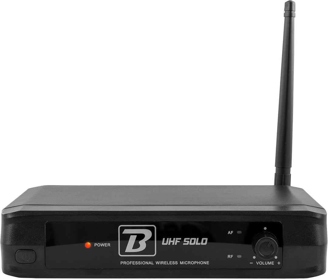 Komplettes System mit kabellosem Handmikrofon – BoomToneDJ UHF SOLO F1. UHF, klares Signal, lange Re