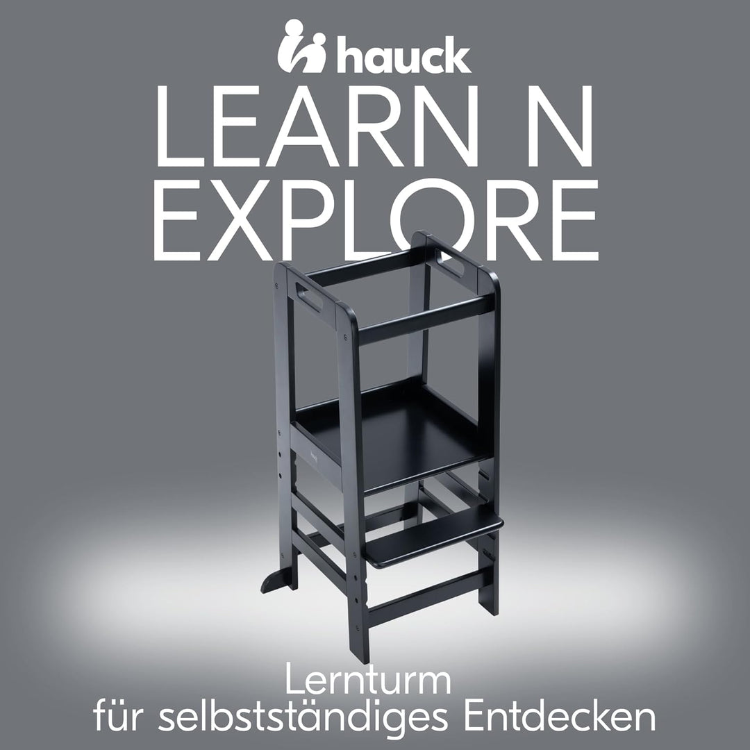 hauck Learn N Explore, Schwarz - Lernturm für KInder aus FSC® Zertifiziertes Buchenholz, Höhenverste