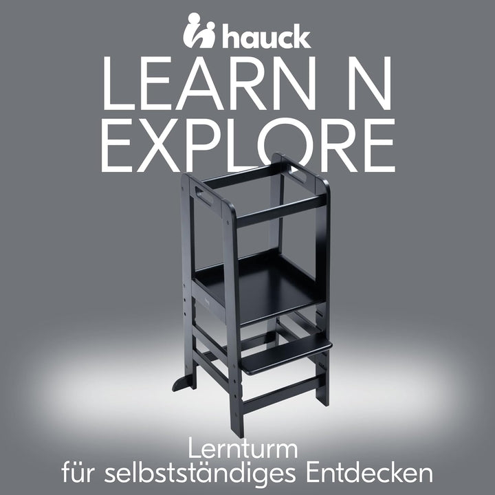 hauck Learn N Explore, Schwarz - Lernturm für KInder aus FSC® Zertifiziertes Buchenholz, Höhenverste