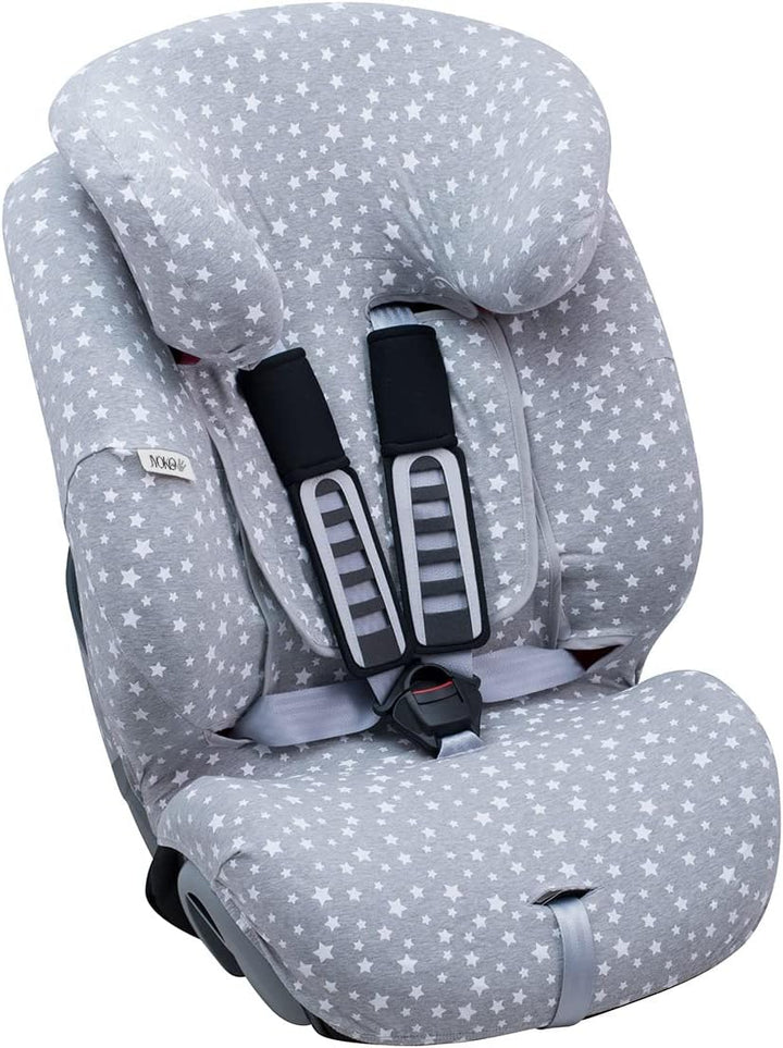 JYOKO Kids Bezug für Autositz kompatibel mit Romer Advansafix, Evolva IV M, aus Baumwolle (White Sta