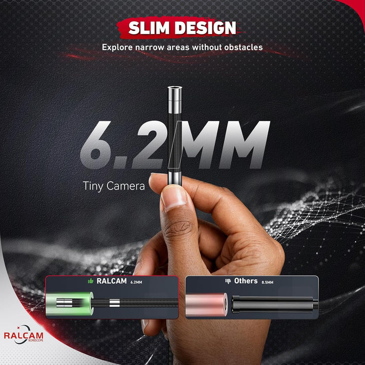 Ralcam Endoskopkamera mit Licht Endoscope Camera - Endoskop 6,2mm Inspektionskamera 4,3" HD 720P Roh